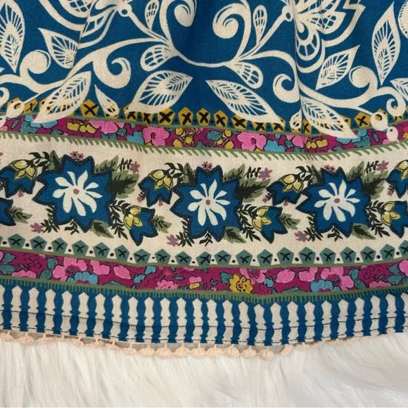 Natural Life SABRINA Cropped Top Shirt Womens Small Blue Floral Boho Beach - Picture 6 of 12